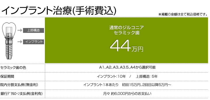 インプラント治療（手術費込）